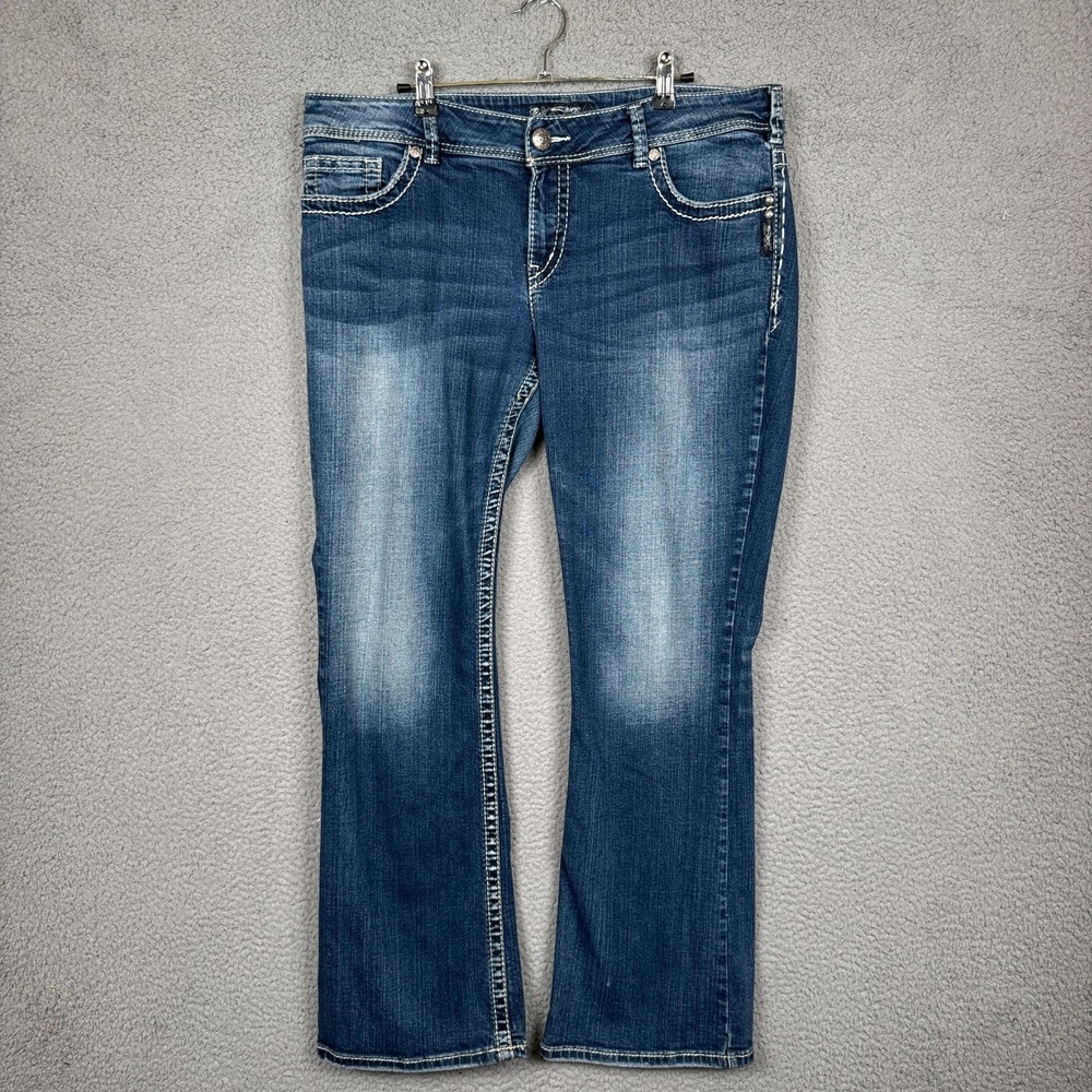 Silver Jeans Womens 14 Blue Suki Stretch Bootcut Y2K Preppy Faded Grunge Denim